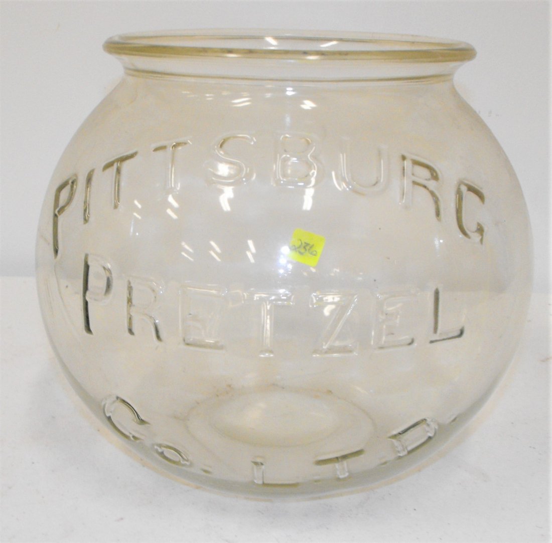 Pittsburgh Pretzel Company Embossed Glass Store Jar Jan 01, 2020
