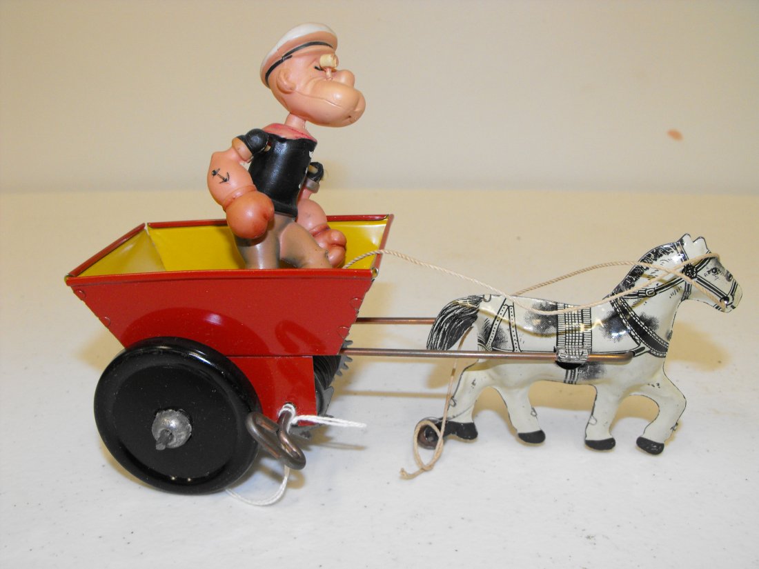 Marx Popeye Horse & Cart Tin Wind Up Toy MIB (1 of 5)