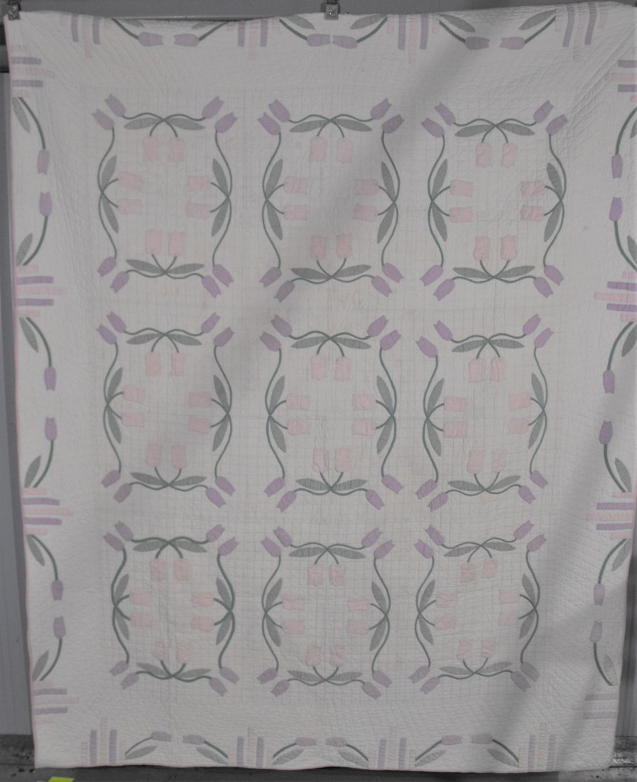 Antique Tulip Pattern Quilt (1 of 3)