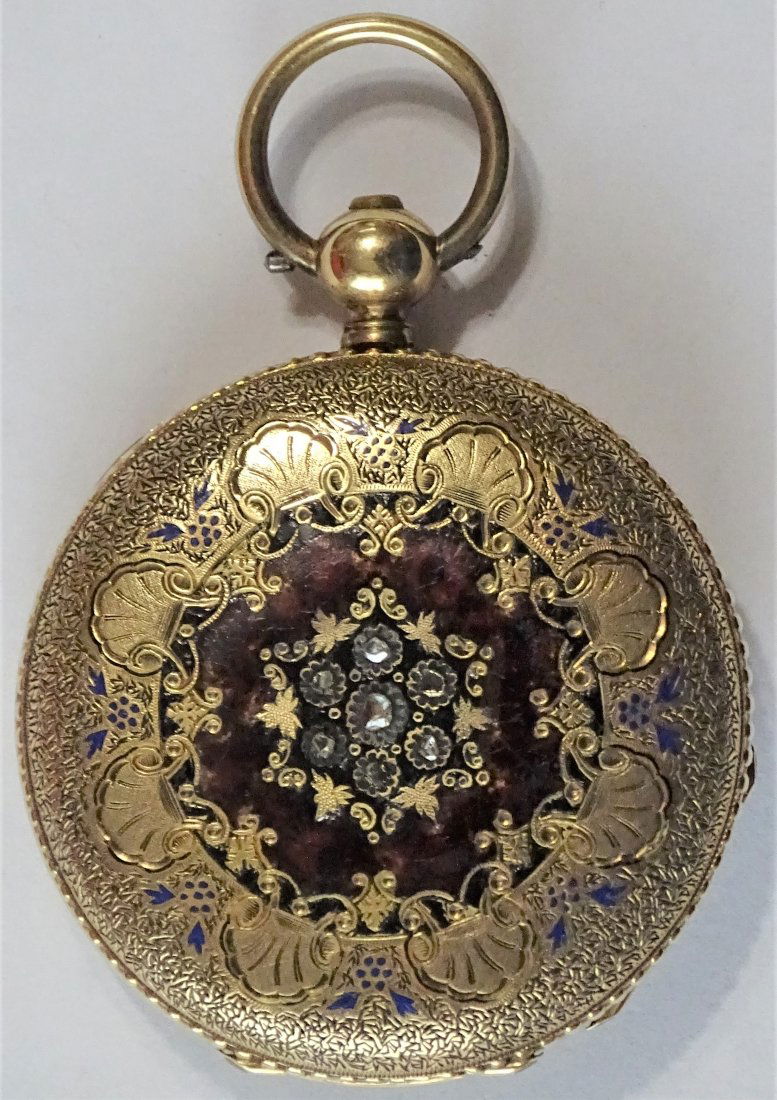 Antique Jules Mathey 14K & Diamond Pocket Watch (1 of 5)