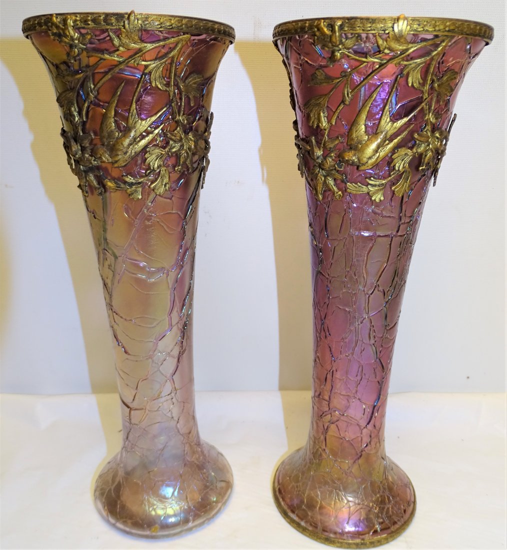 Pair Loetz Art Glass & Bronze Vase (1 of 6)