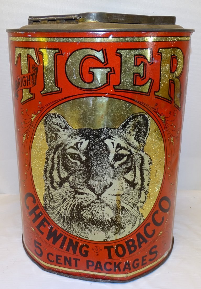 Tiger Chewing Tobacco Advertising Store Tin (1 of 4)