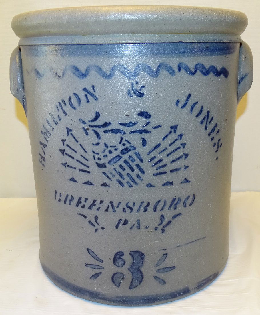 3 Gal Hamilton & Jones Greensboro Shield & Arrow Crock (1 of 6)