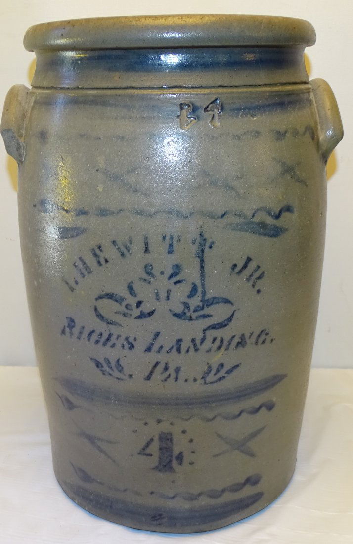 4 Gal Isaac Hewitt Rices Landing PA Decorated Crock (1 of 7)