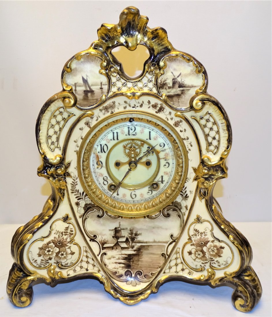 Ansonia Royal Bonn Porcelain Mantle Clock (1 of 9)