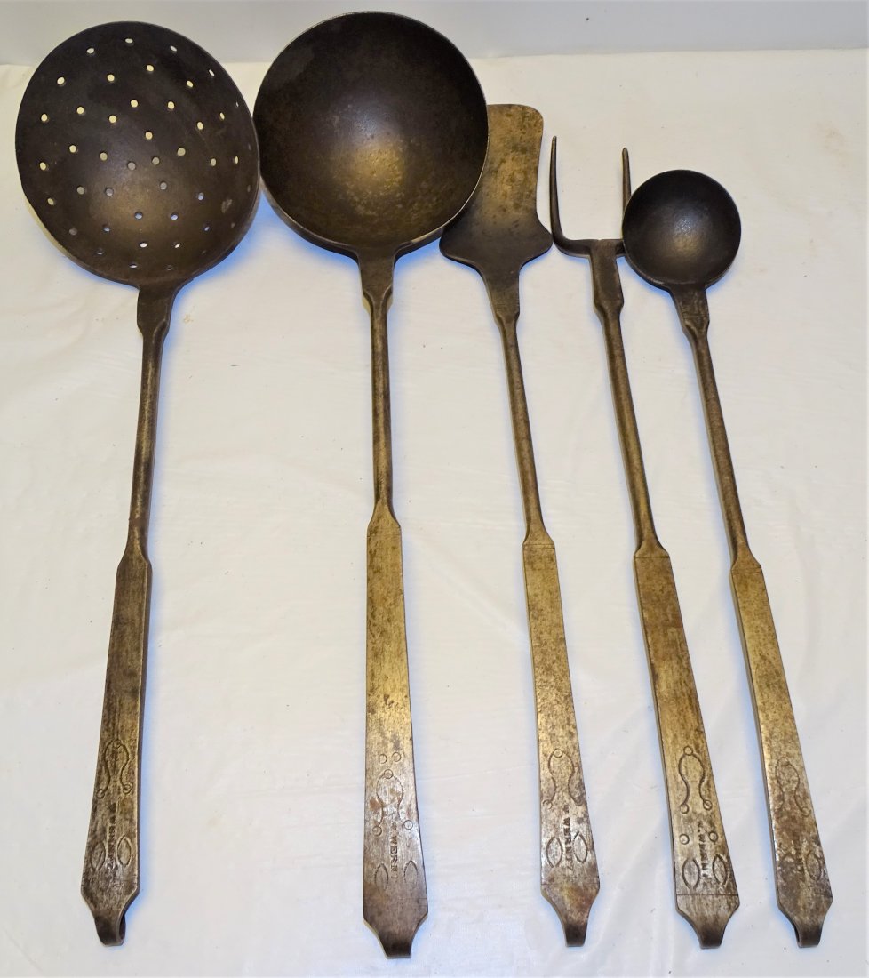 5 Piece Werntz Lancaster PA Decorated Iron Utensil Set (1 of 4)