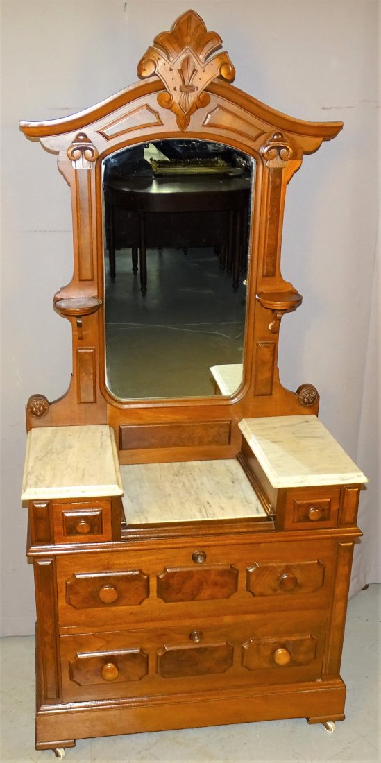 Rare Child's Victorian Walnut Marble Top Dresser (1 of 3)