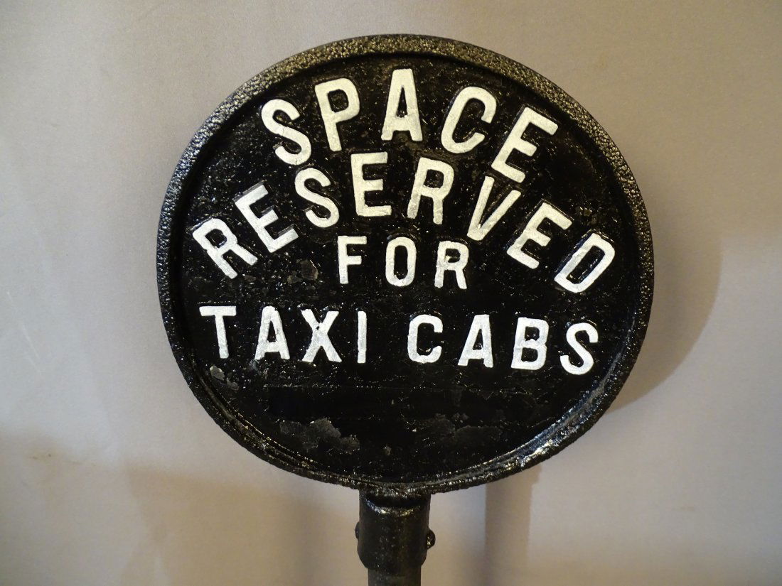 Taxi Cab Parking Cast Metal Lollipop Sign (1 of 5)