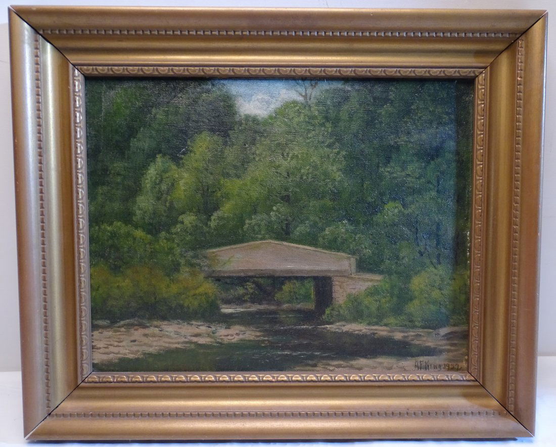 AF King Signed Bridge Painting Scalp Level PA (1 of 3)