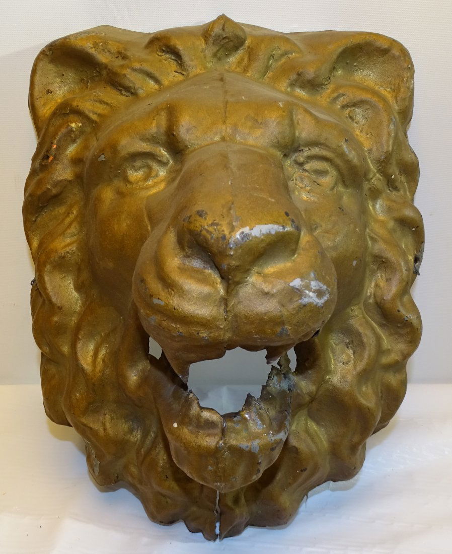 Antique Zinc Lion Head Buidling Adornment (1 of 4)