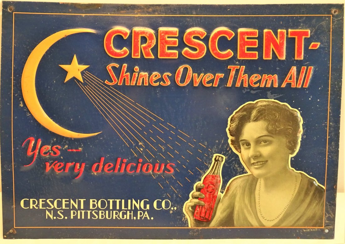 NOS Crescent Bottling Co Tin Advertising Sign (1 of 2)