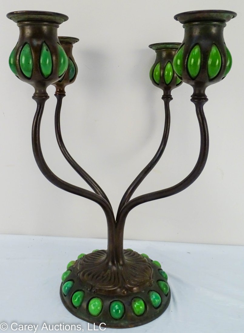 Tiffany Studios Bronze & Glass Candelabra No. 22324 (1 of 6)