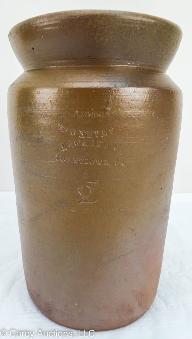 Rare Double Stamped Swank Johnstown Pa Wax Sealer Crock (1 of 6)