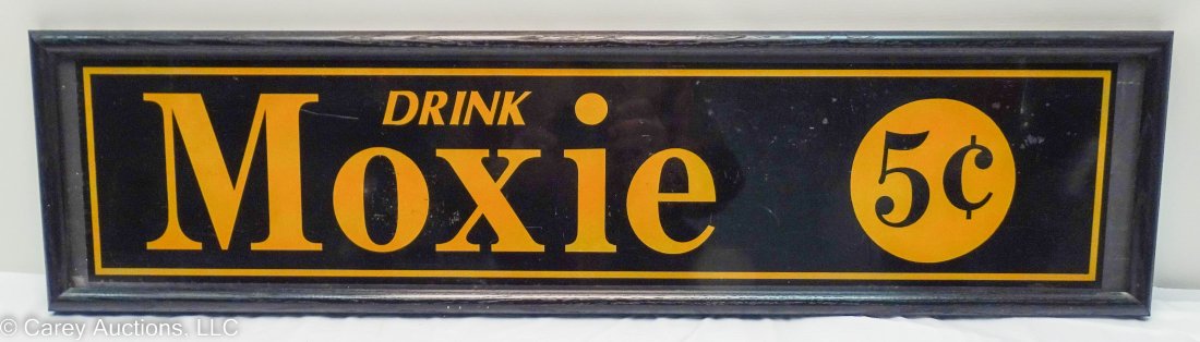 Drink Moxie 5 Cent Glass Advertising Sign (1 of 3)