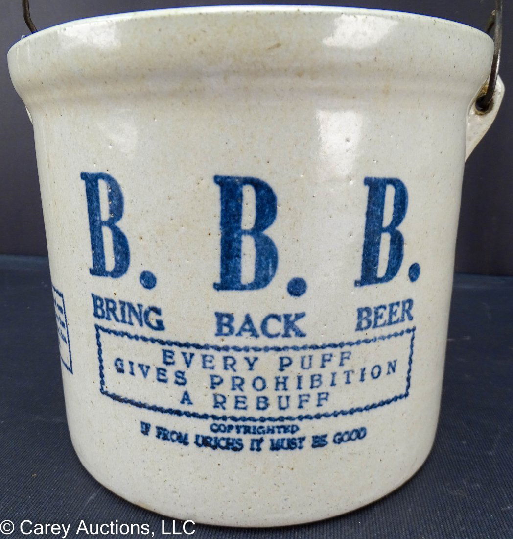 Rare Bring Back Beer Prohibition Crock for Cigars