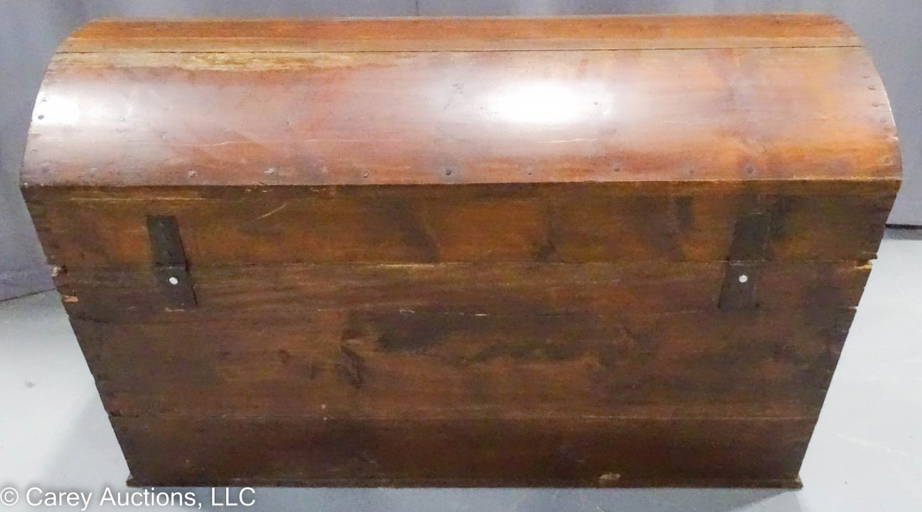 Antique Dome Top Wood Immigrants Chest Trunk