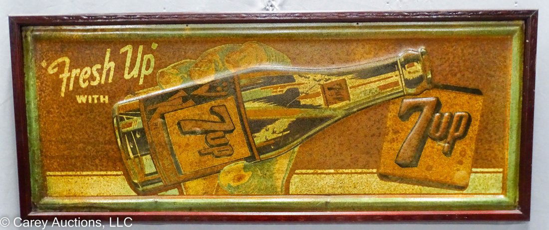 1949 Fresh Up With 7up Vertical Tin Sign