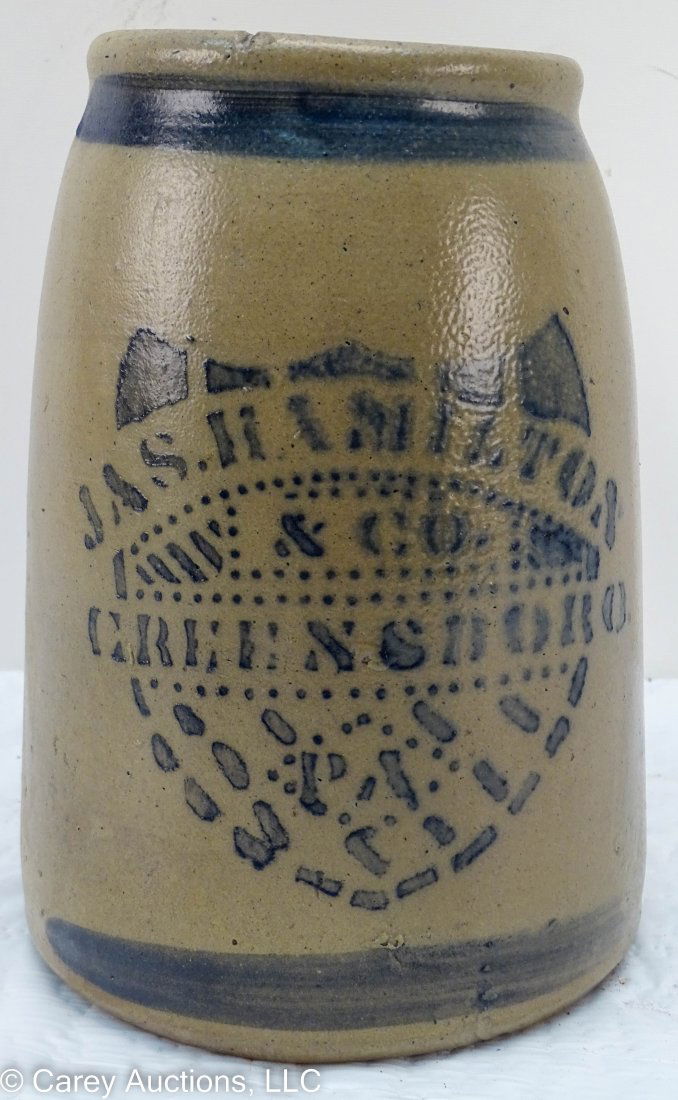 James Hamilton Greensboro Pa Cobalt Decorated Shield Canning Crock (1 of 6)