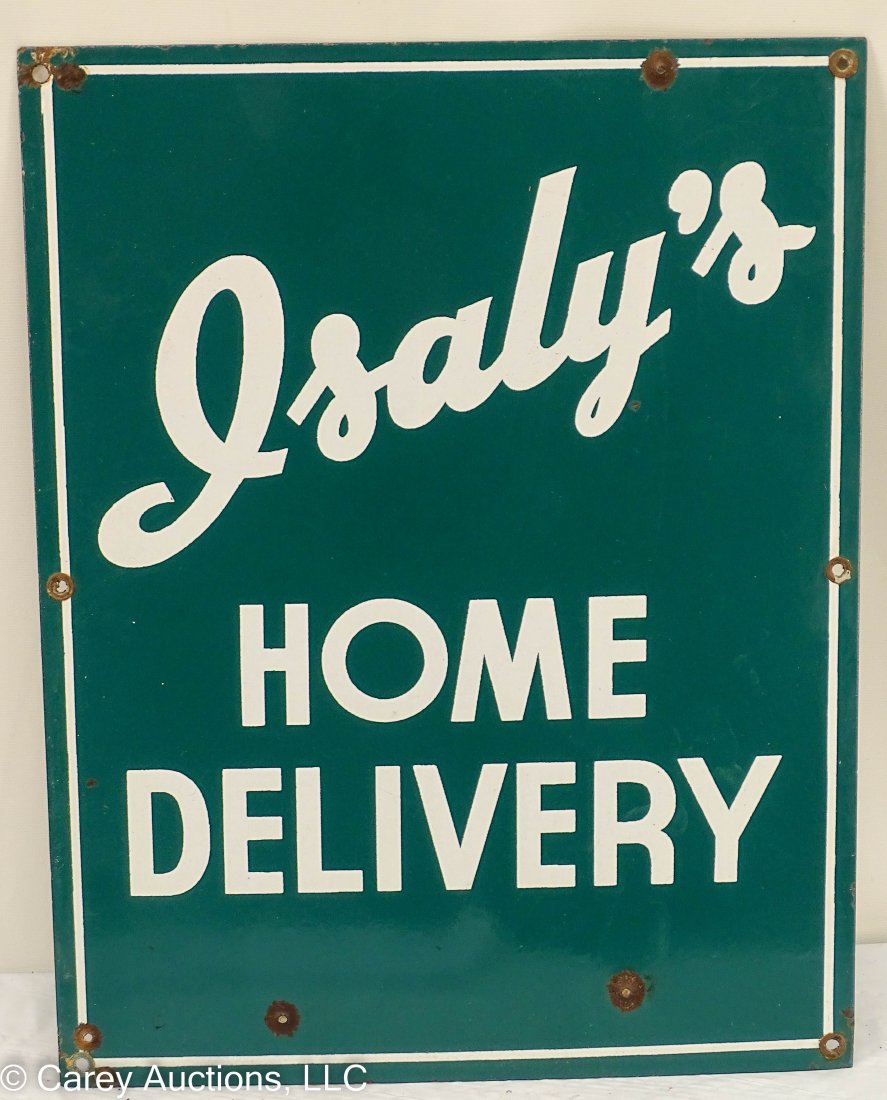 Rare Isaly's Pittsburgh Pa Home Delivery Porcelain Sign (1 of 4)