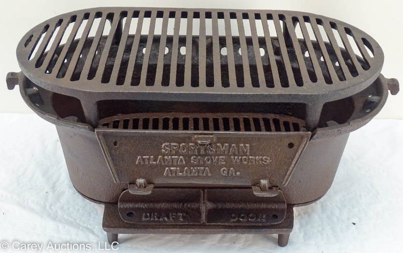 Rare Antique Cast Iron Atlanta Stove Works Brazier "sportsman"