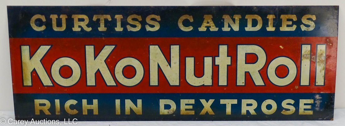 NOS KoKoNut Roll Curtiss Candies Tin Tacker Sign (1 of 2)