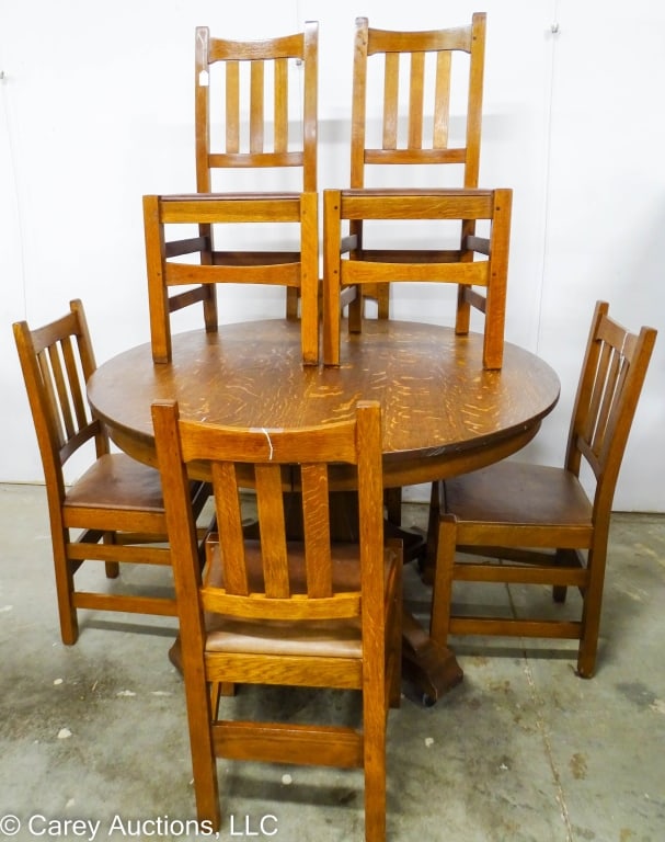 STICKLEY BROS QUAINT FURNTIURE OAK TABLE & CHAIRS (1 of 10)