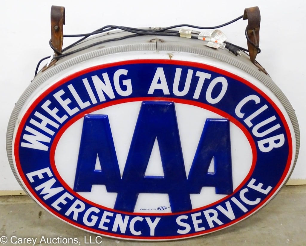LARGE AAA WHEELING WV AUTO CLUB LIGHT UP SIGN (1 of 9)