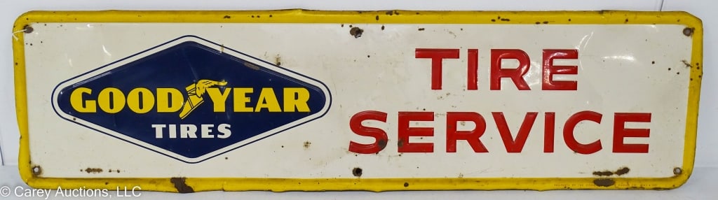 GOODYEAR TIRES SERVICE SELF FRAMED TIN SIGN (1 of 6)