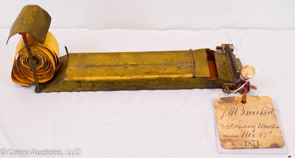 1874 PATENT MODEL ADDRESSING LABEL MACHINE (1 of 4)