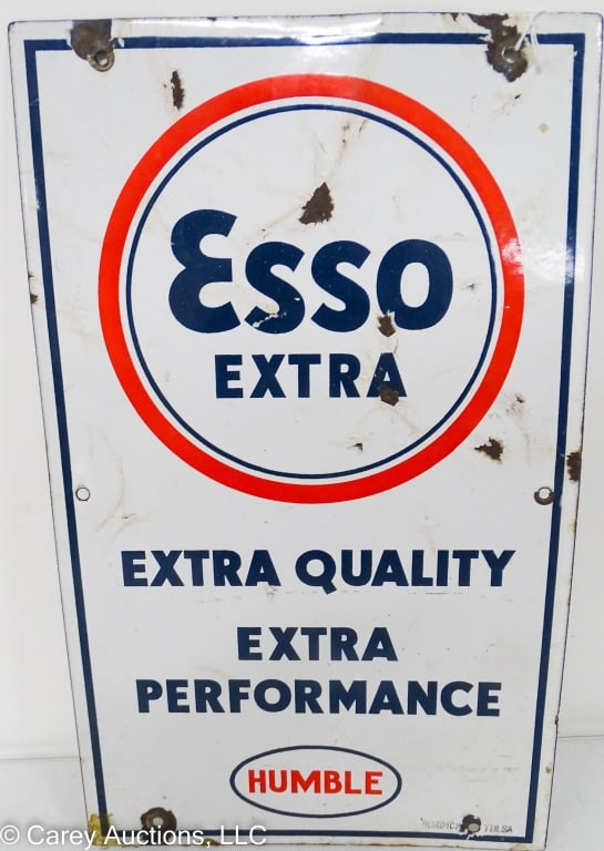 ESSO EXTRA HUMBLE GAS PORCELAIN PUMP PLATE SIGN (1 of 3)