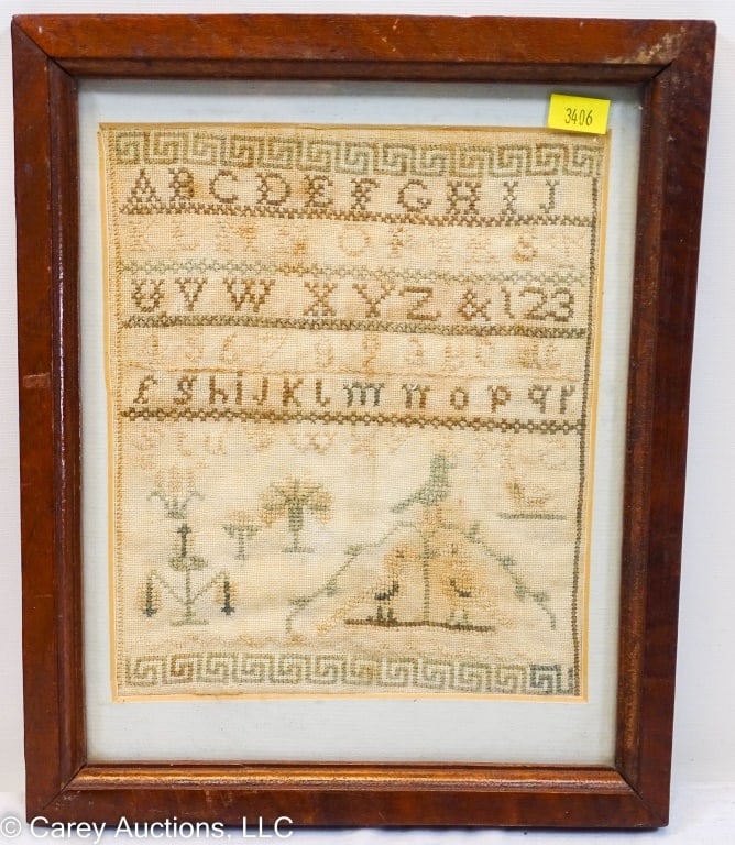 SMALL ANTIQUE NEEDLEPOINT SAMPLER (1 of 3)