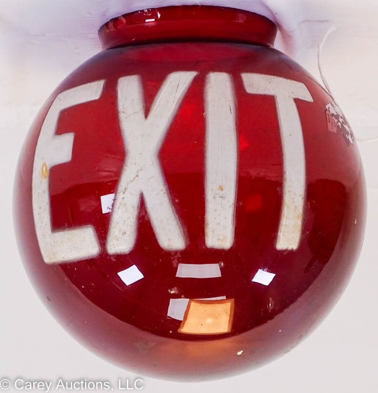 RED GLASS EXIT LIGHT GLOBE (1 of 4)