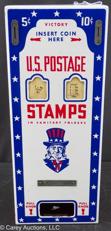 PORCELAIN UNCLE SAM US POSTAGE STAMP MACHINE (1 of 7)