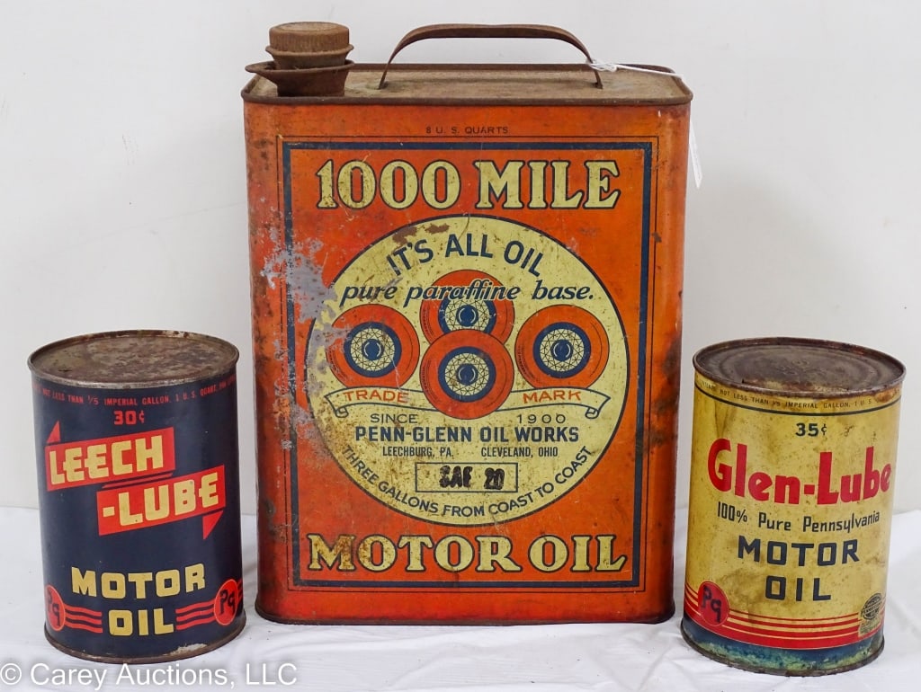 LEECH LUBE GLEN LUBE 1000 MILE LEECHBURG OIL CANS (1 of 10)