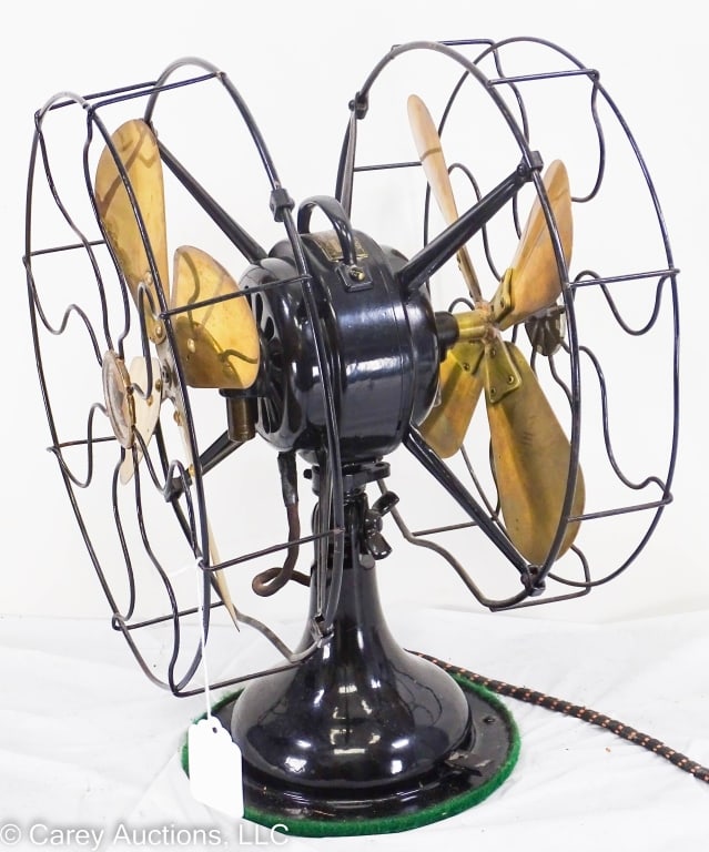 R&M BRASS DOUBLE HEAD PARTNERS DESK FAN (1 of 9)