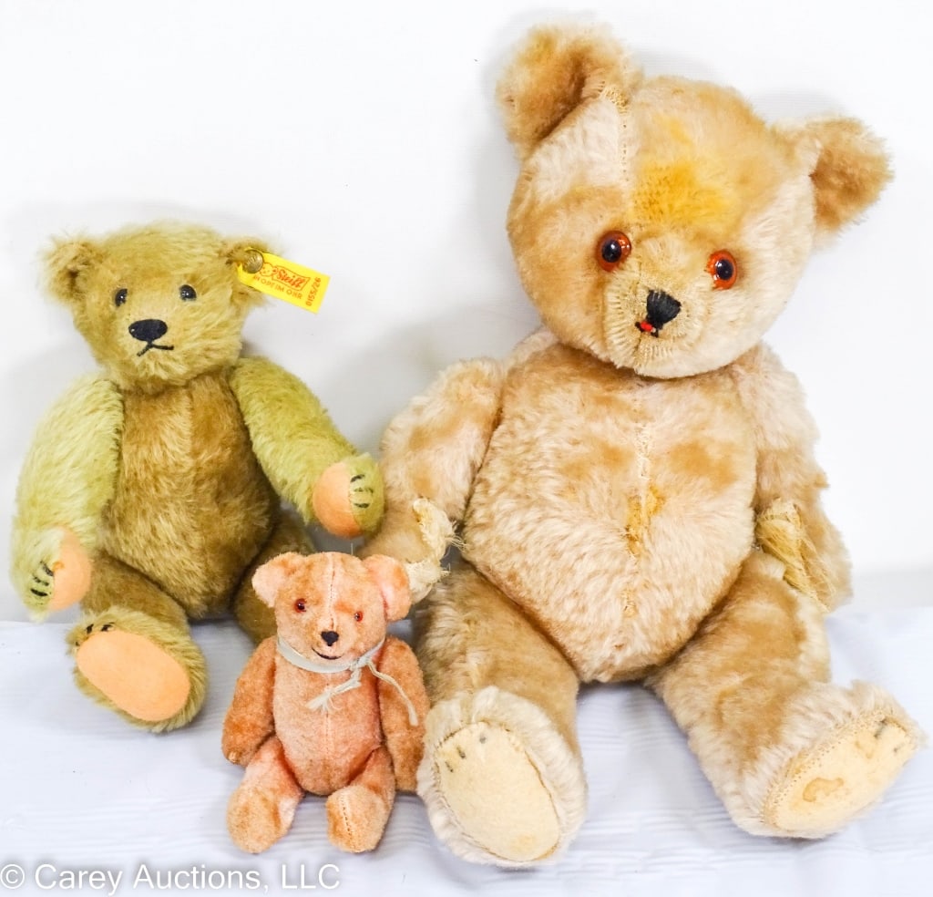 3 VINTAGE MOHAIR TEDDY BEARS incl STEIFF (1 of 7)