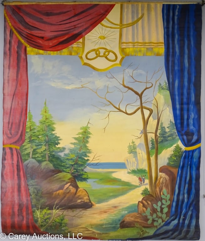 IOOF ODDFELLOWS HANDPAINTED CANVAS BACKDROP PANEL (1 of 8)