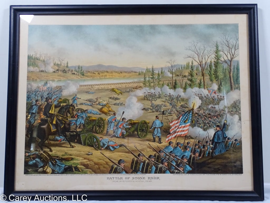 1863 CIVIL WAR BATTLE OF STONE RIVER CHROMO LITHO (1 of 9)