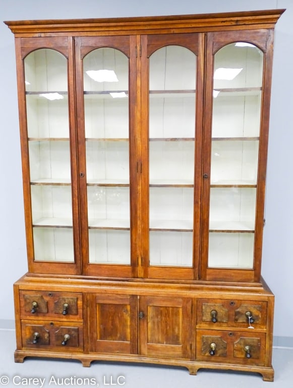 LARGE WALNUT 4-DOOR VICTORIAN BOOKCASE (1 of 5)