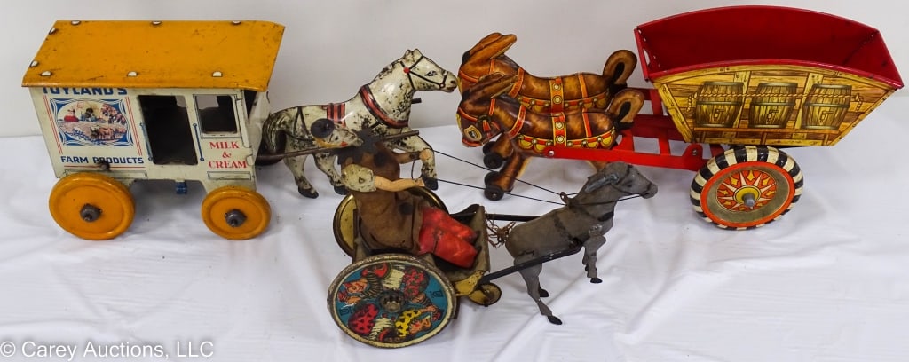 3 TIN LITHO HORSE/MULE TOYS INCL MARX (1 of 17)