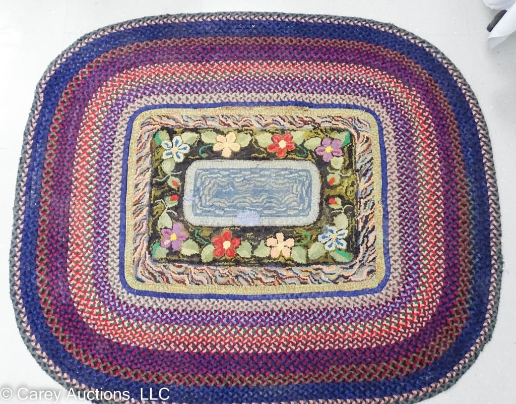 UNUSUAL HOOKED & BRAIDED FARMHOUSE RUG (1 of 12)