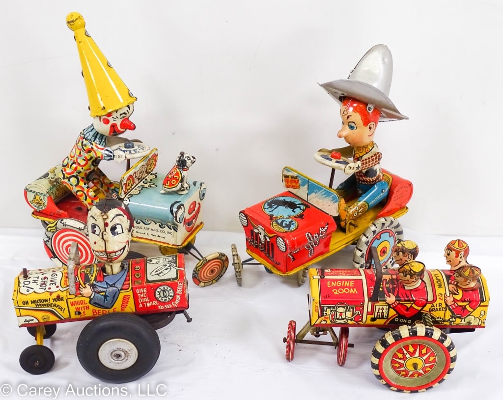 4 TIN LITHO WINDUP CARS (1 of 19)