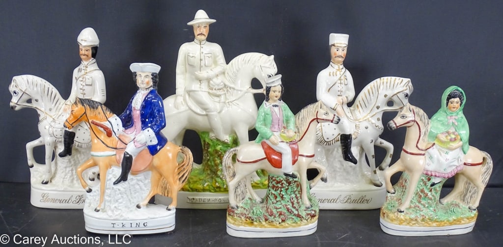 6 STAFFORDSHIRE PORCELAIN FIGURES INCL MILITARY (1 of 10)