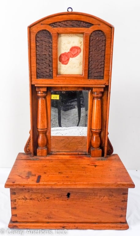 BUTTERNUT WOOD HANGING SHAVING CABINET W MIRROR (1 of 10)