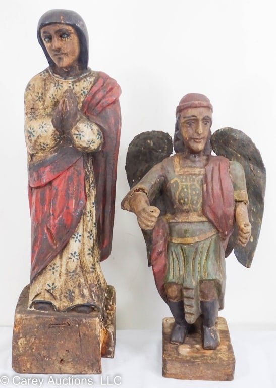 2 SANTOS CARVED WOOD RELIGIOUS FIGURES (1 of 10)