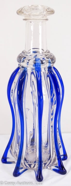 PITTSBURGH PILLAR MOLD DECANTER SAPPHIRE BLUE RIBS (1 of 8)
