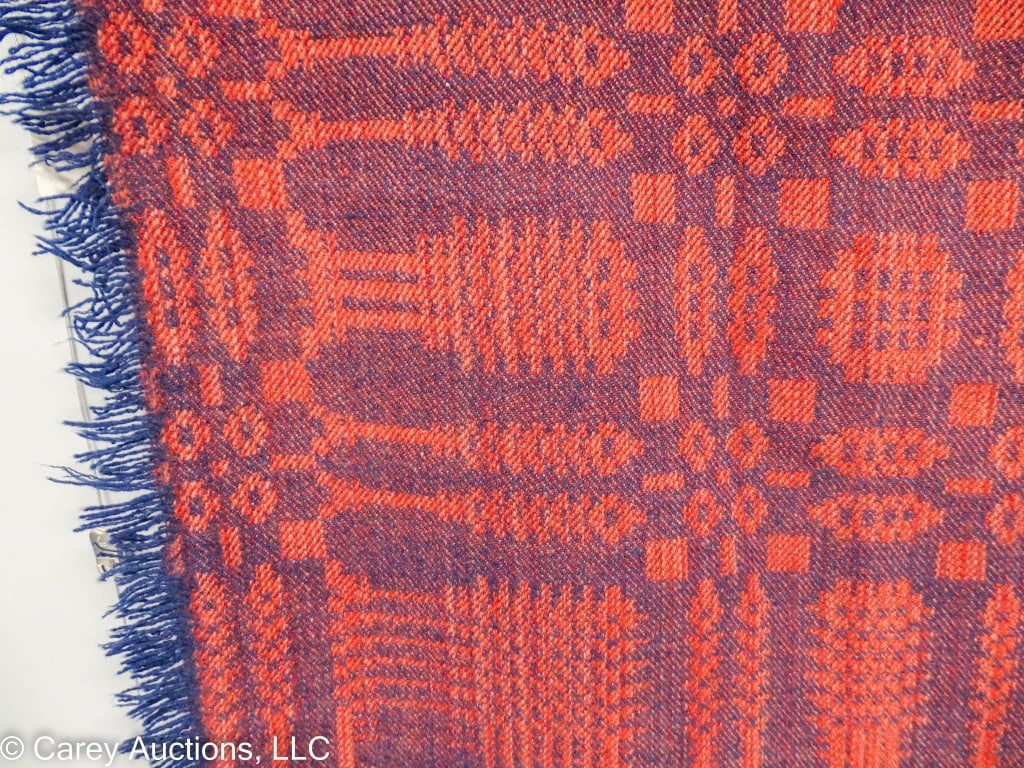WATERSIDE WOOLEN MILL RED & BLUE COVERLET (1 of 8)