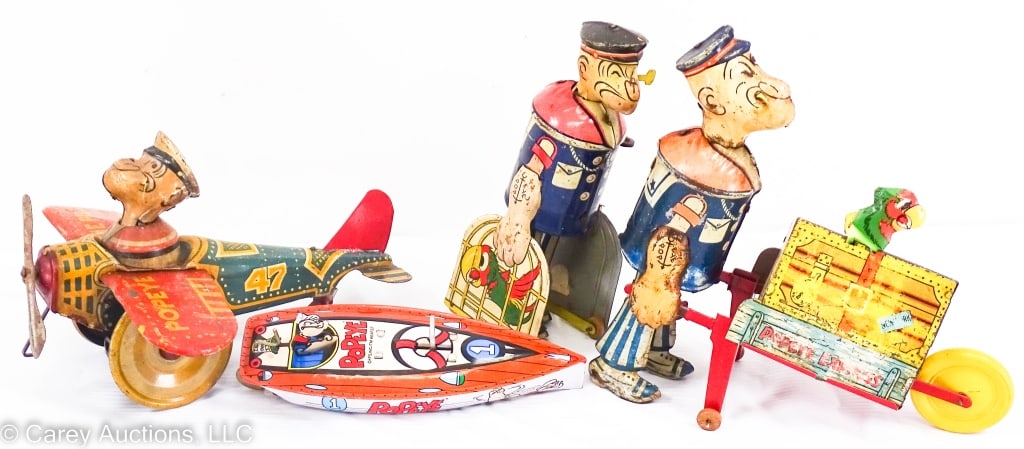 FOUR TIN LITHO POPEYE WINDUP TOYS (1 of 19)