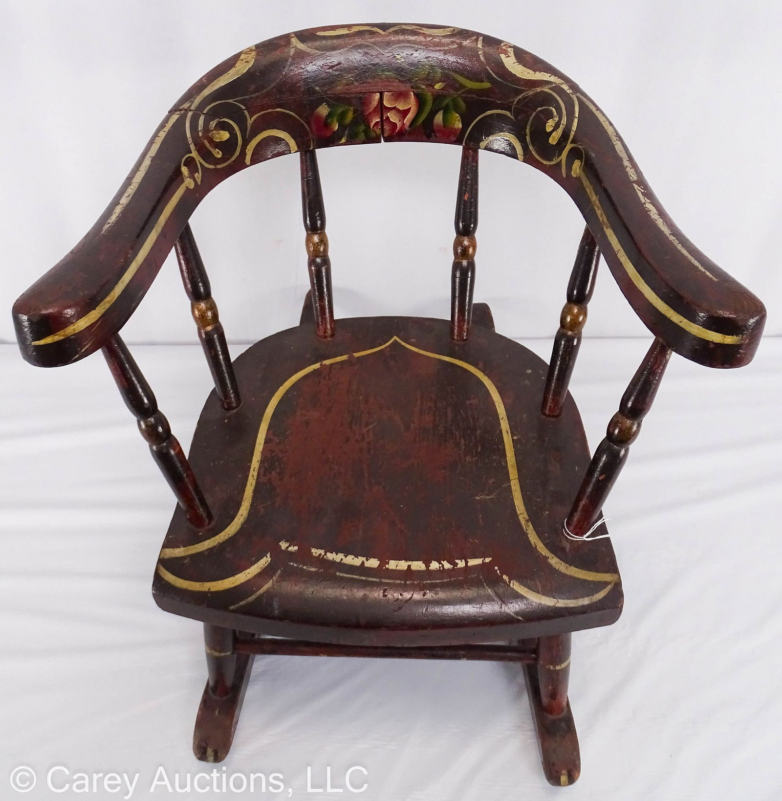 MID-19th CENTURY CHILD'S WINDSOR FOLK ART PAINTED ROCKER (1 of 9)