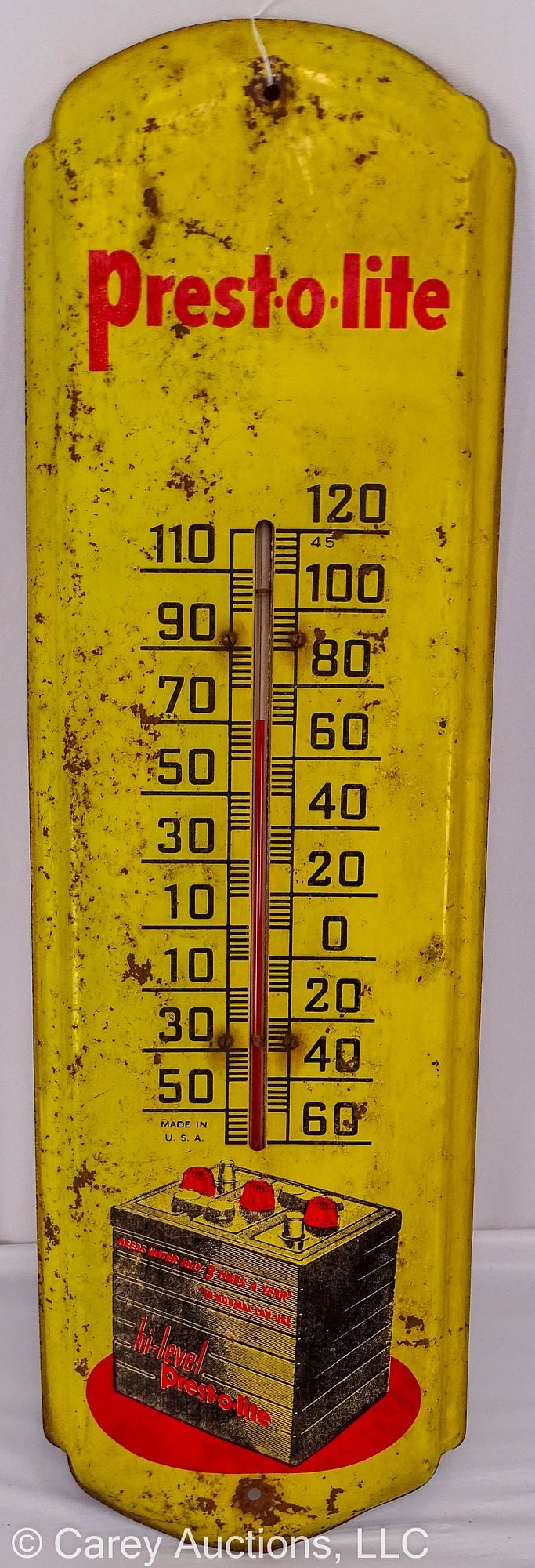 ORIGINAL PREST-O-LITE TIN THERMOMETER (1 of 4)